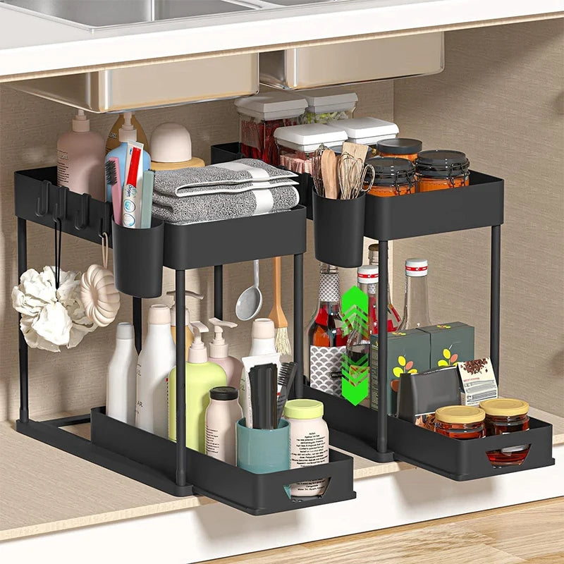 Decora™ 2-Tier Organizer with Pull-Out Baskets and Hooks