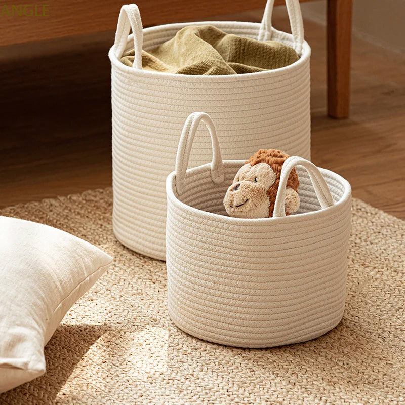 Decora™ Round Cotton Rope Storage Basket – White